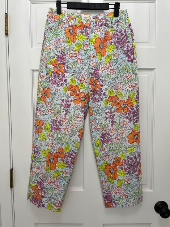 Talbots Pants - Talbots Stretch Cotton Blend Floral Watercolor Print Straight Leg Pants - Size 6